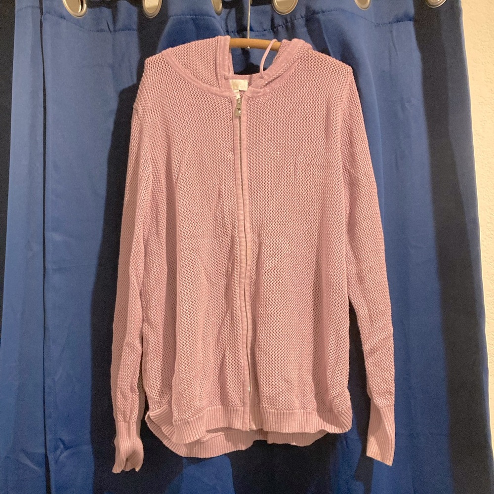 Lilac Sweater Mesh Zip Up Hoodie by Kim Gravel